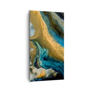 Canvastavla - Bild på duk - Blå – gul – ömsesidiga influenser - 65x120 cm