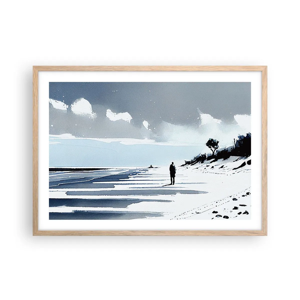 Affisch i ram av ljusek - Ensam - 70x50 cm