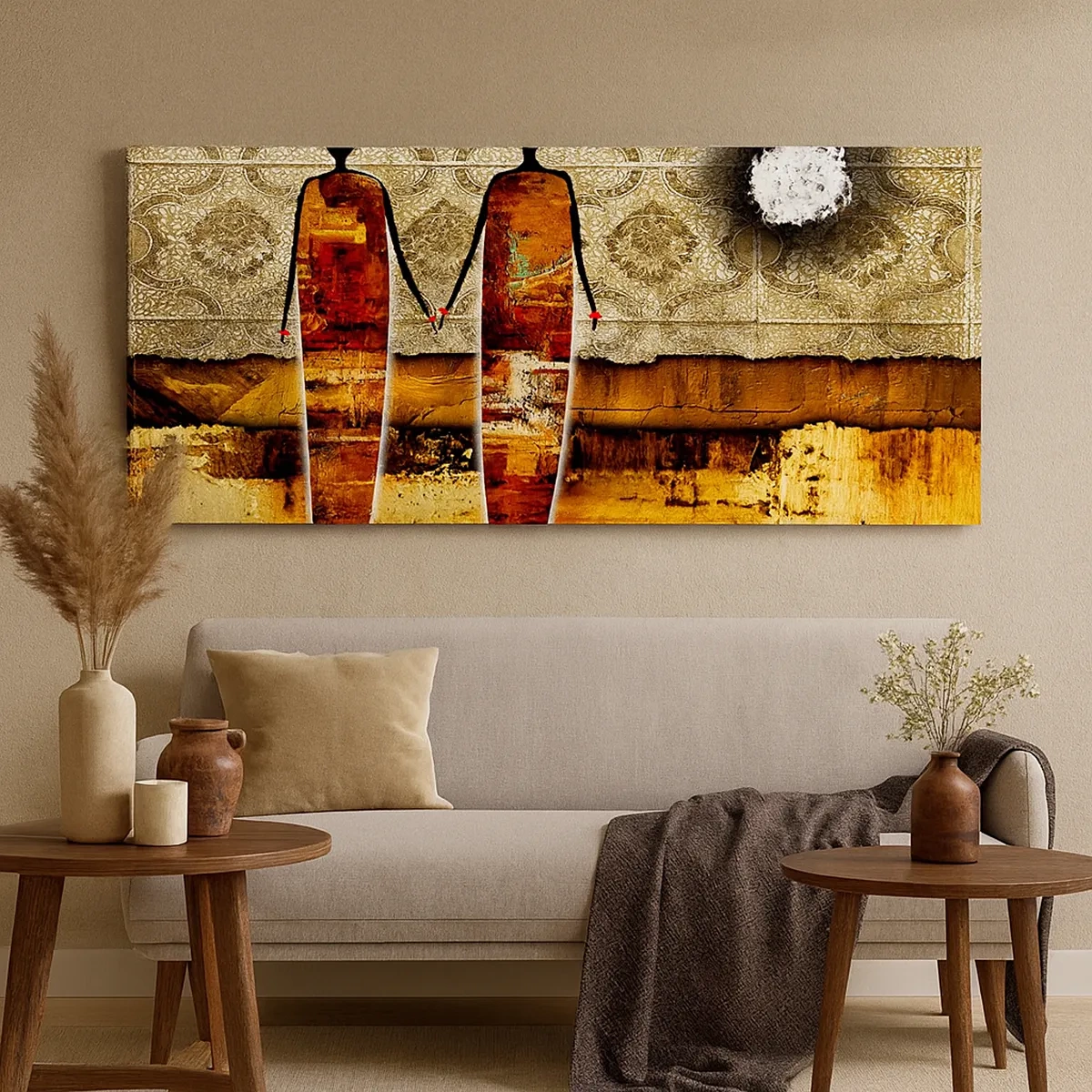 Canvastavla - Bild på duk - Etnisk komposition i Afrikas färger - 30x30 cm