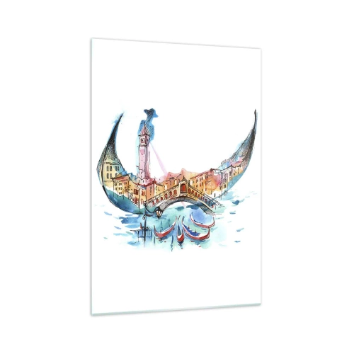 Glastavla - Bild på glas - Vi flyter genom staden - 70x100 cm