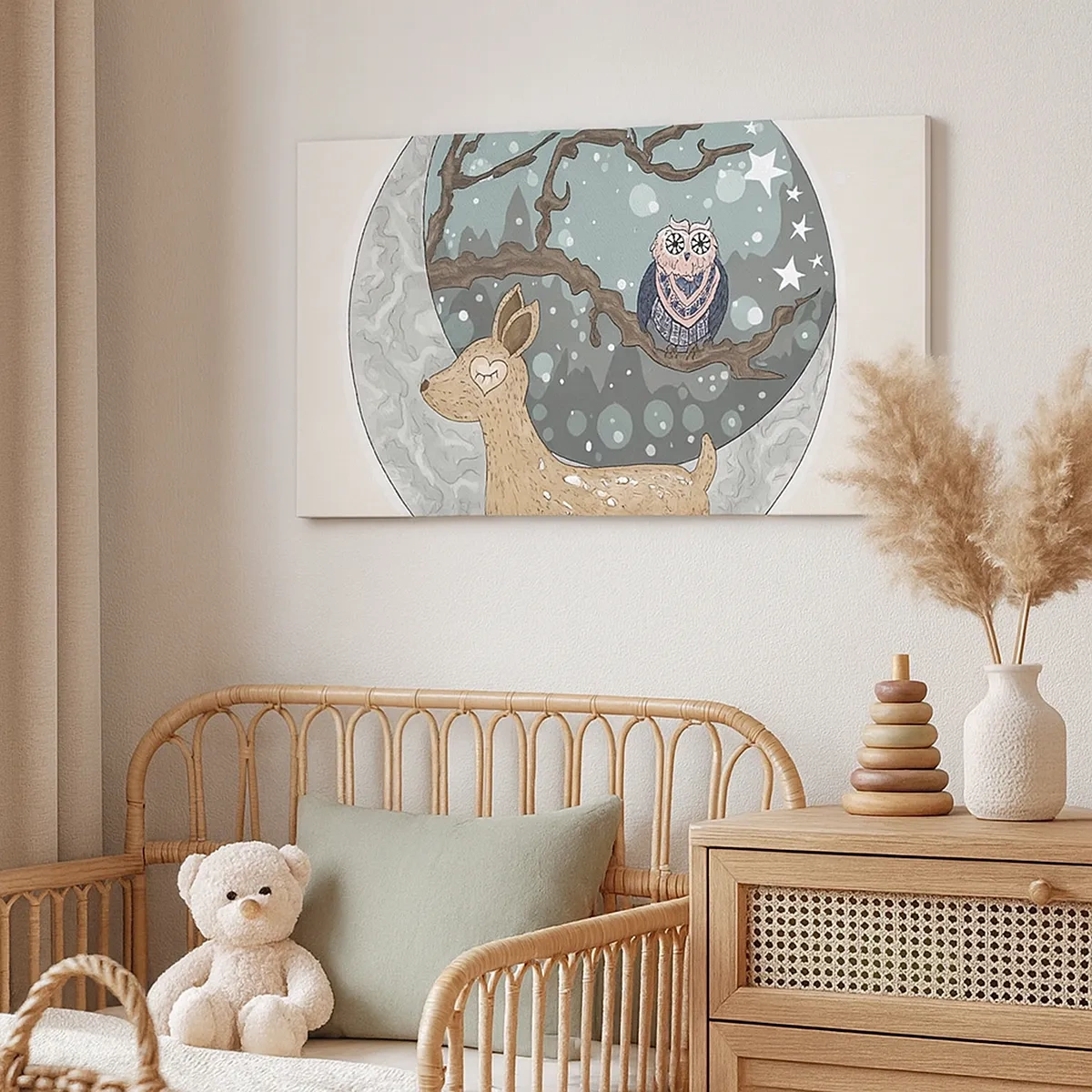 Canvastavla - Bild på duk - Sagolik skogsnatt - 30x30 cm