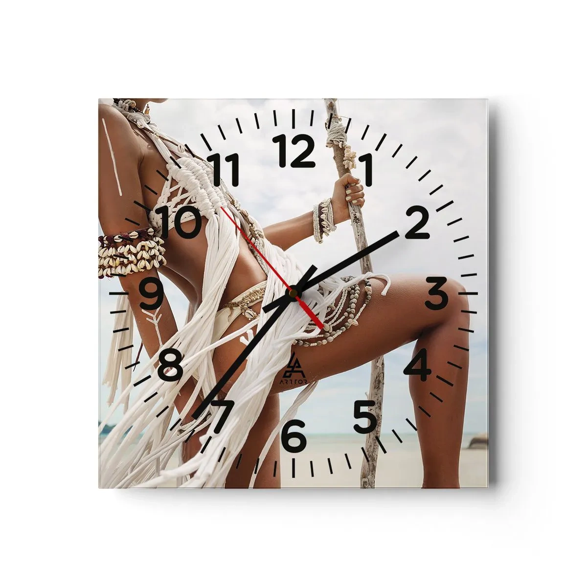 Väggklocka - Klocka på glas - Solens prästinna - 40x40 cm