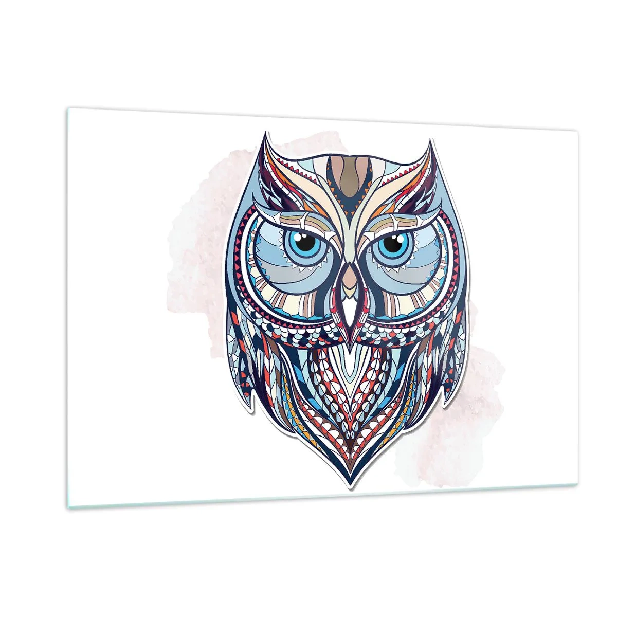 Glastavla - Bild på glas - Ornamentuggla - 120x80 cm