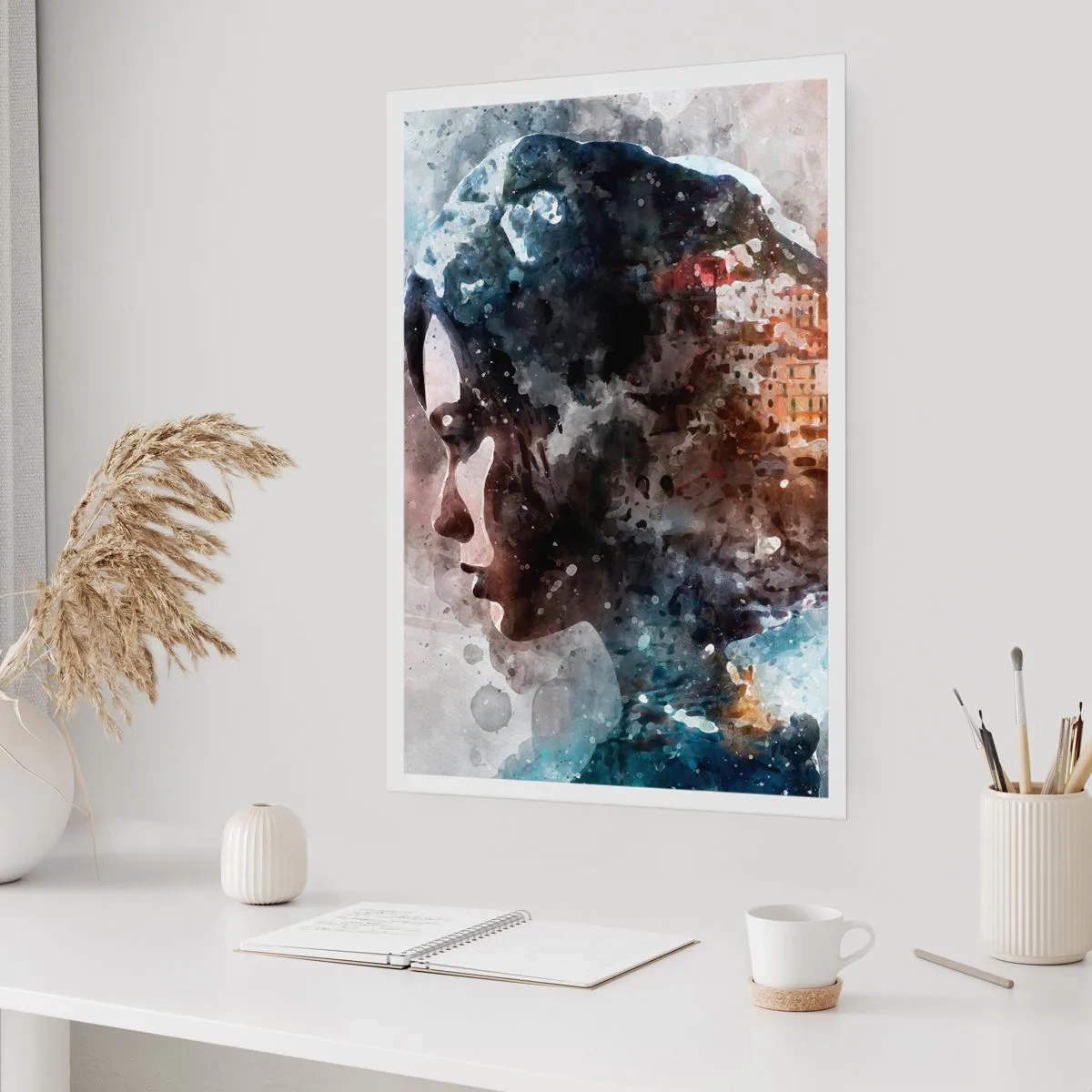Affisch - Berättelse om en tjej med en stad i bakgrunden - 61x91 cm