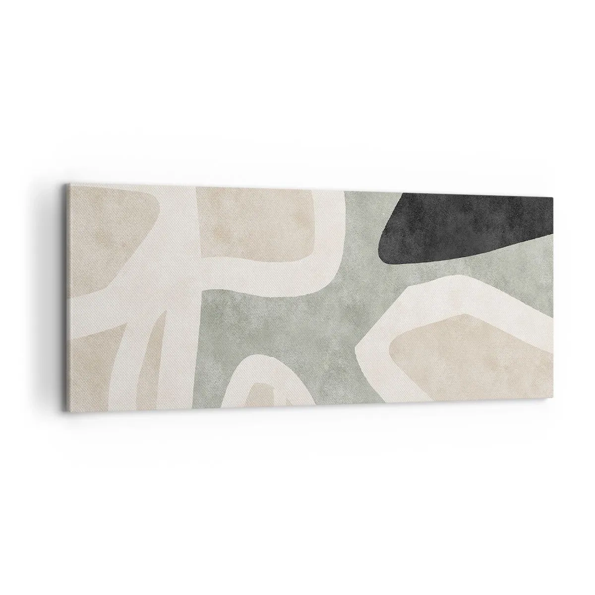 Canvastavla - Bild på duk - Komposition med svart motiv - 100x40 cm
