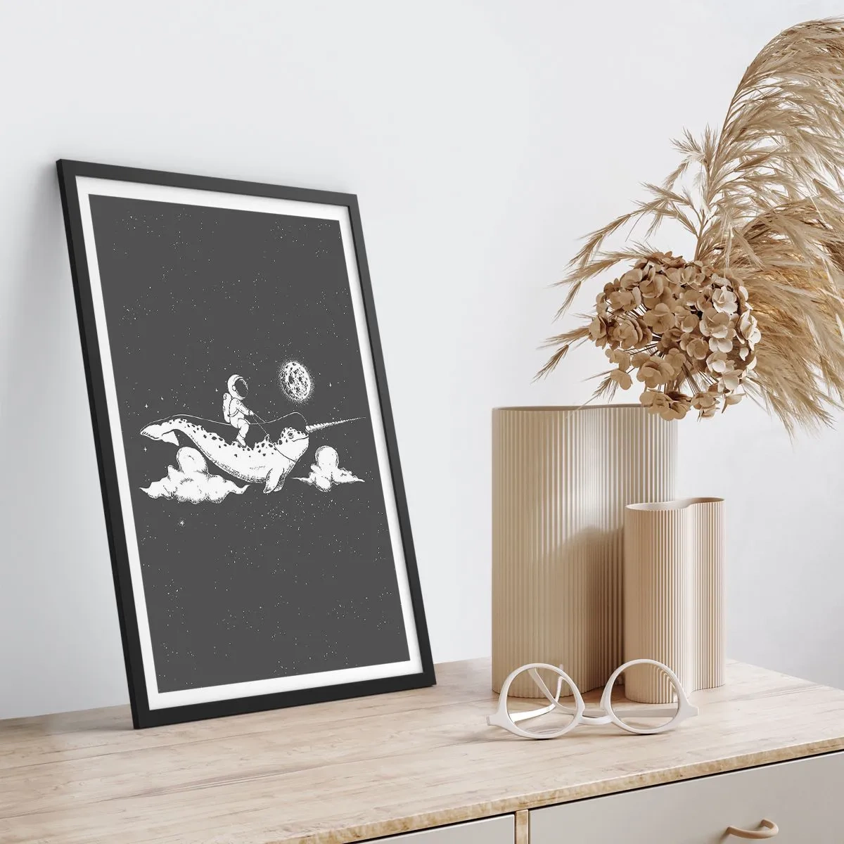 Affisch i svart ram - Rymdryttare - 30x40 cm