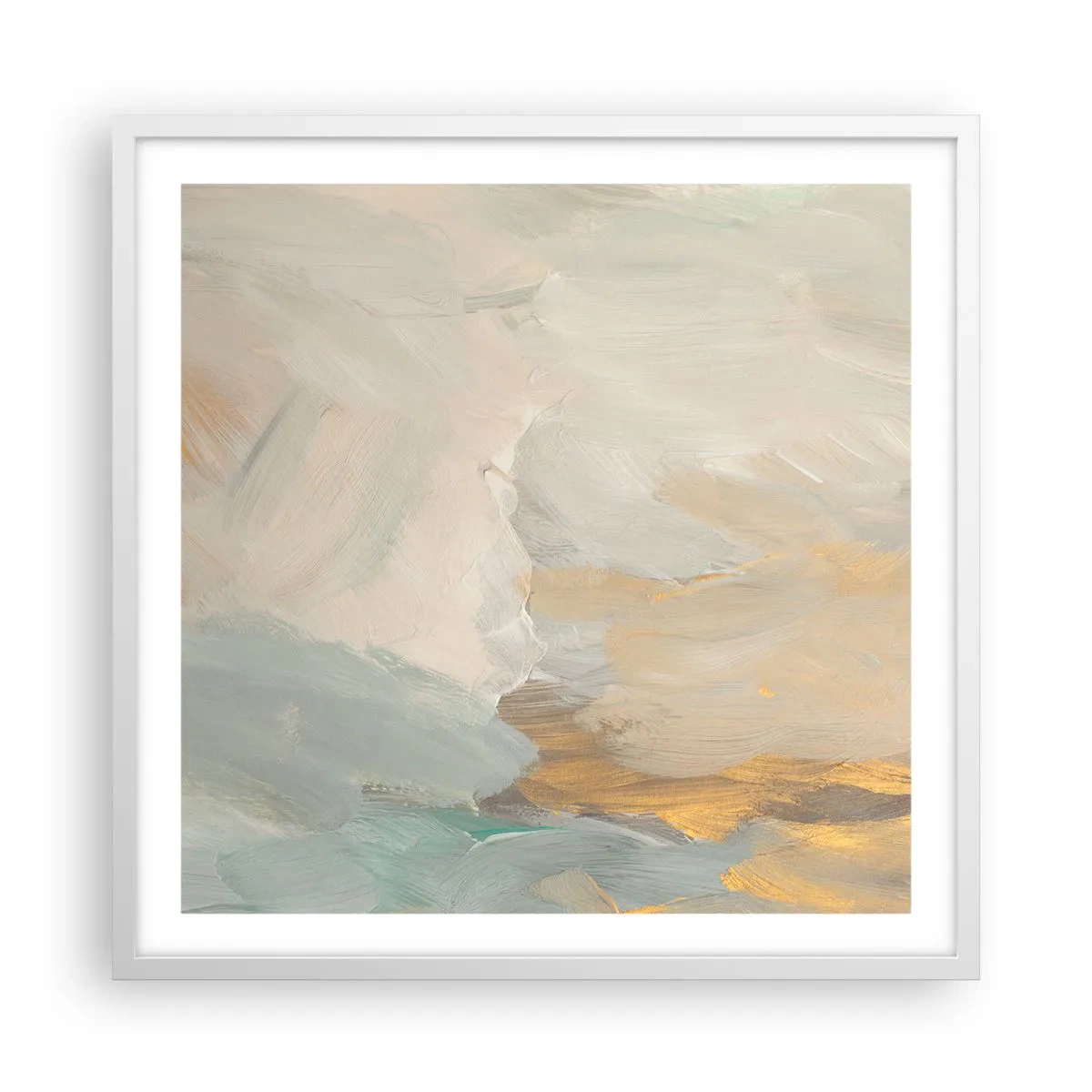 Affisch i vit ram - Abstraktion - ett land av mildhet - 60x60 cm