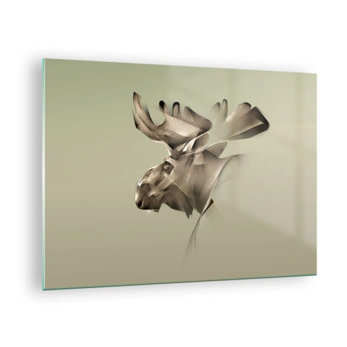 Glastavla - Bild på glas - En modern bild av en älg mot en grön bakgrund - 70x50cm - Lugnets kraft - Modern väggdekoration för vardagsrum och sovrum ARTTOR