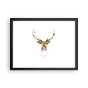 Affisch i svart ram - Hjort badar i färg - 40x30 cm