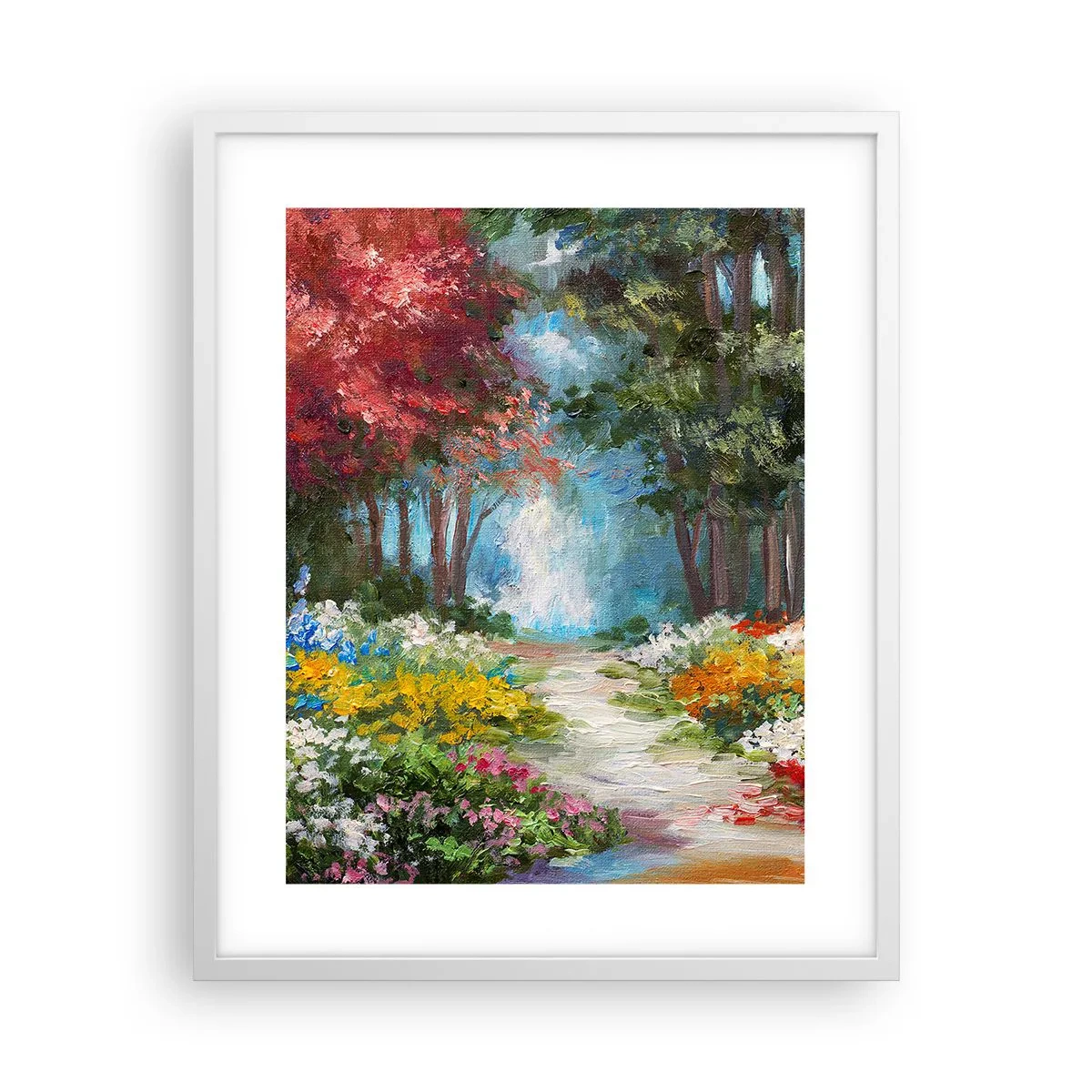 Affisch i vit ram - Skogsträdgård, blomskog - 40x50 cm