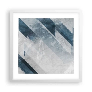 Affisch i vit ram - Tredimensionell komposition – gråhetens rörelse - 40x40 cm