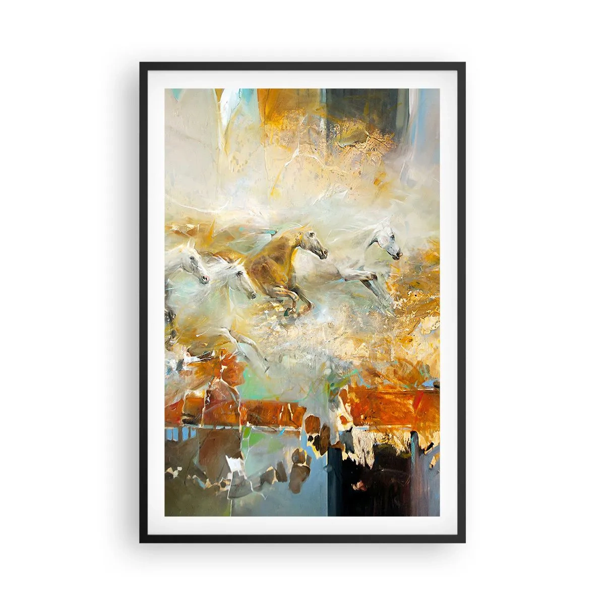 Affisch i svart ram - Galopp genom ljuset - 61x91 cm