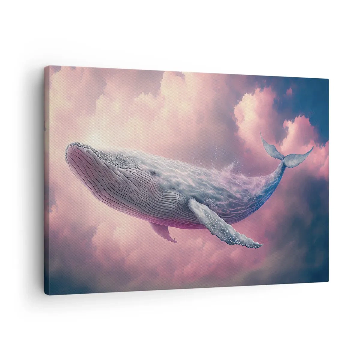 Canvastavla - Bild på duk - En val som svävar i molnen vid solnedgången - 70x50cm - Torka dina ögon - Modern väggdekoration för vardagsrum och sovrum ARTTOR