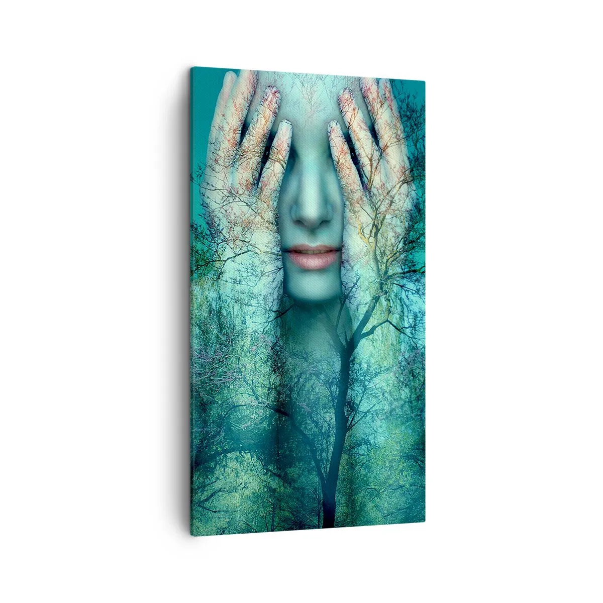 Canvastavla - Bild på duk - Doppad i blått - 45x80 cm