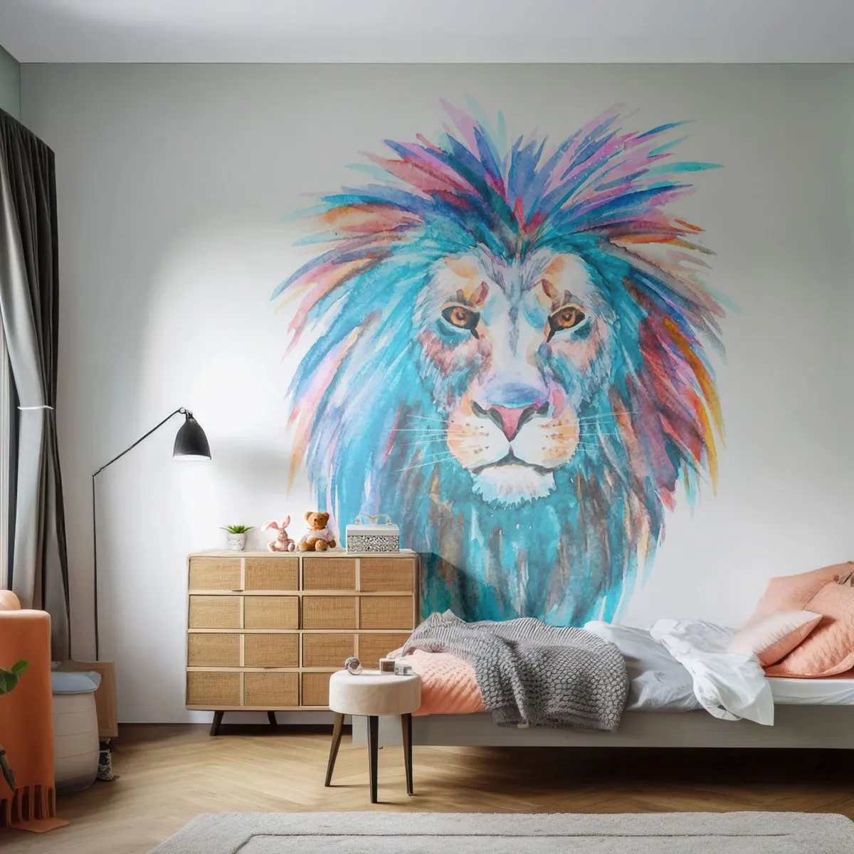 Fototapet Standard Eco - Elektrifierande aura - Djur, Lejon, Abstraktion - 400x280 cm