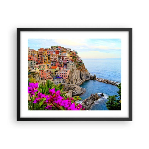 Affisch i svart ram - Skrattande stad - 50x40 cm