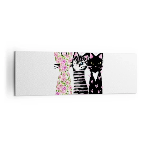 Canvastavla - Bild på duk - Det var en gång tre katter - 160x50 cm