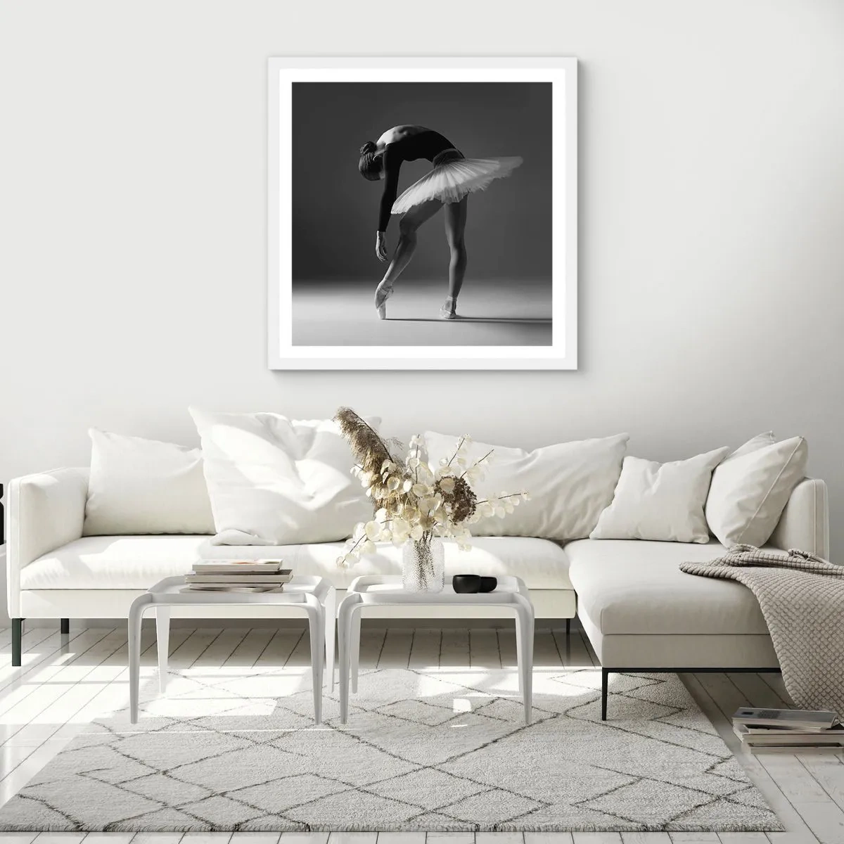 Affisch i vit ram - Bella ballerina - 60x60 cm
