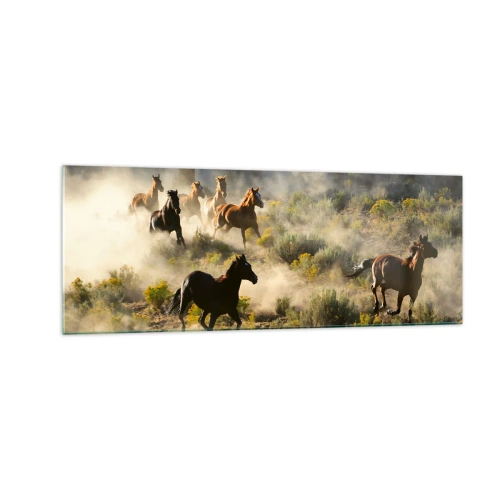 Glastavla - Bild på glas - Tävlande - frihet eller manlig styrka? - 140x50 cm