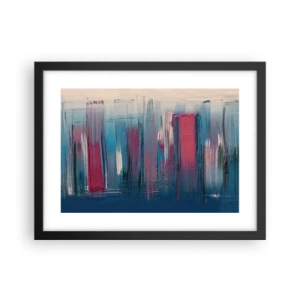 Affisch i svart ram - Vertikal komposition i blått och rött - 40x30 cm