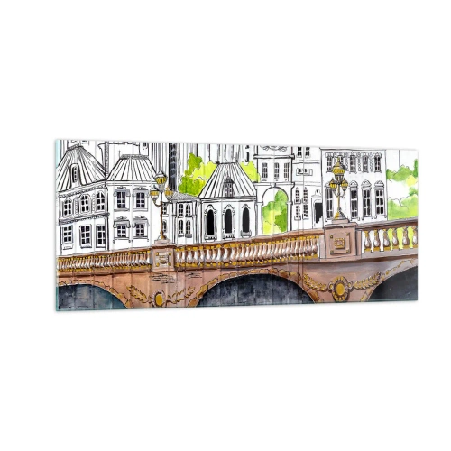 Glastavla - Bild på glas - Stad som målad - 100x40 cm