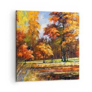 Canvastavla - Bild på duk - Landskap i guld och brons - 50x50 cm