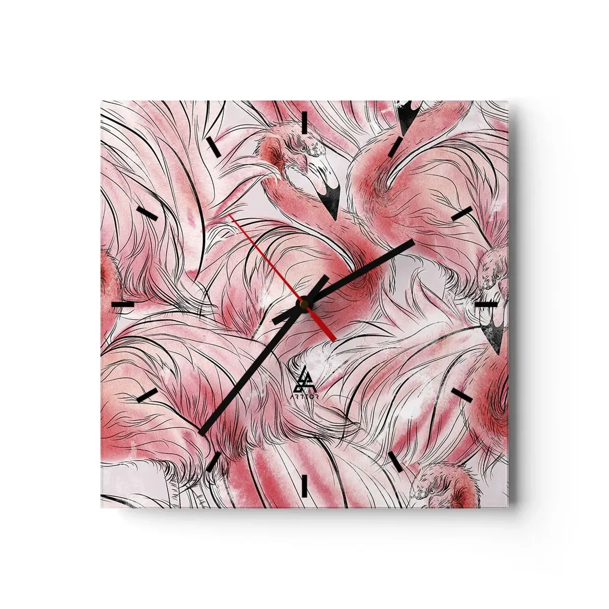 Väggklocka - Klocka på glas - Fåglarnas corps de ballet - 30x30 cm