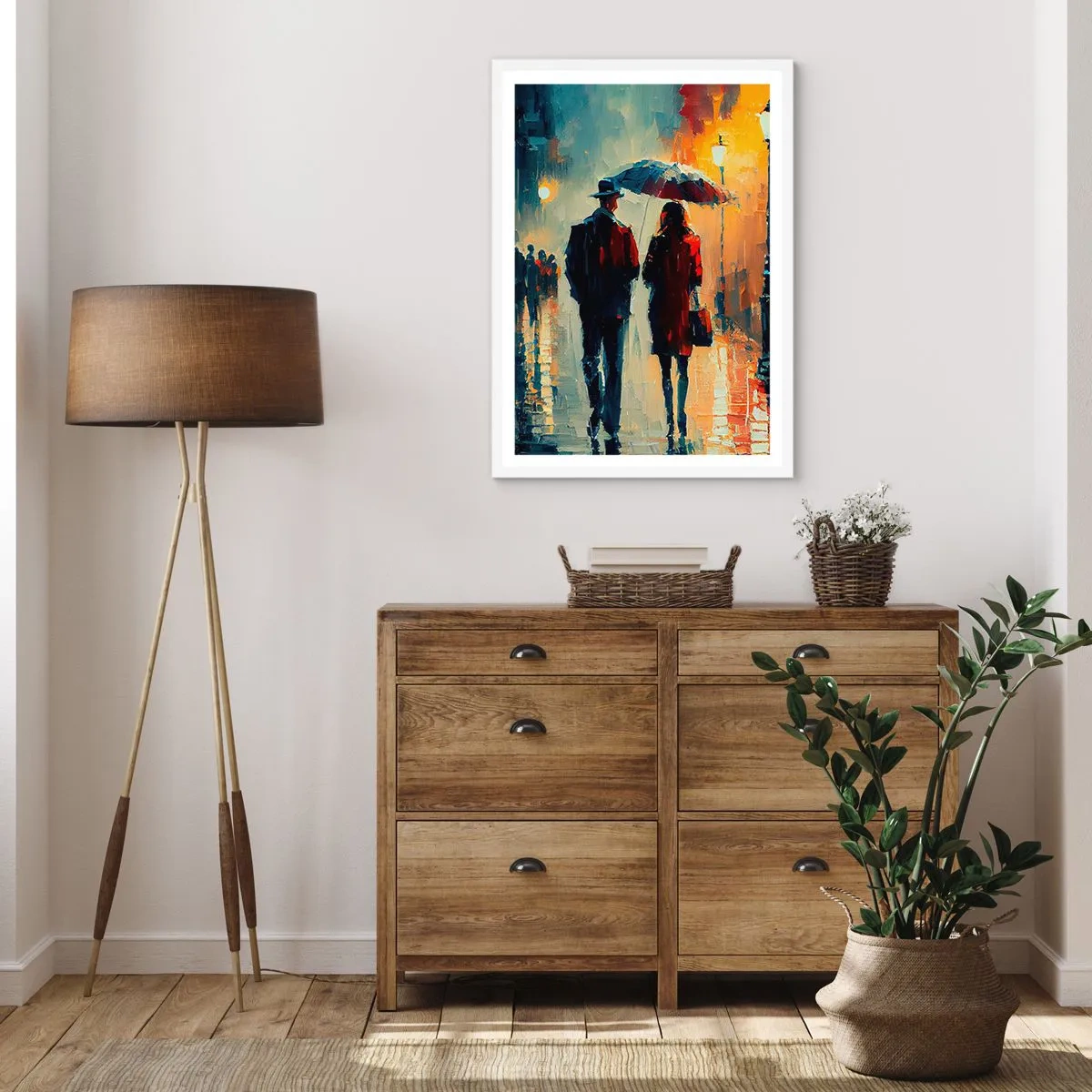 Affisch i vit ram - Kärlekshistoria på stan - 61x91 cm