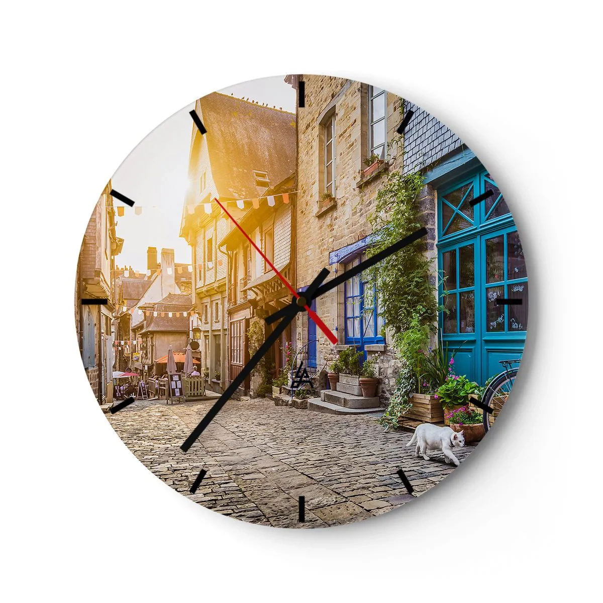 Väggklocka - Klocka på glas - Stadens vita ande - 40x40 cm