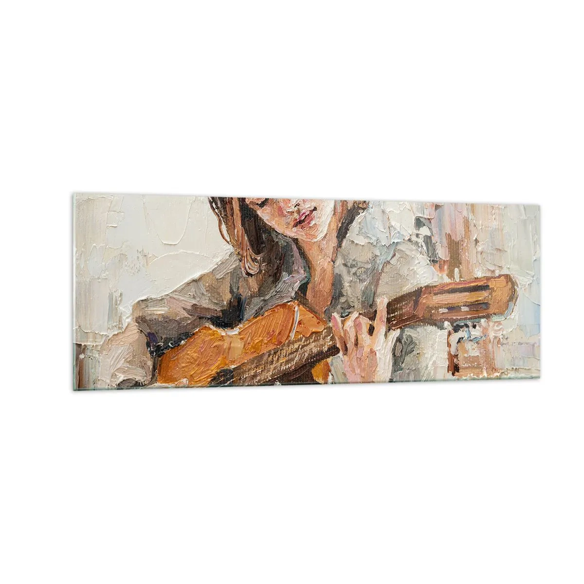 Glastavla - Bild på glas - Konsert för gitarr och en flickas hjärta - 140x50 cm