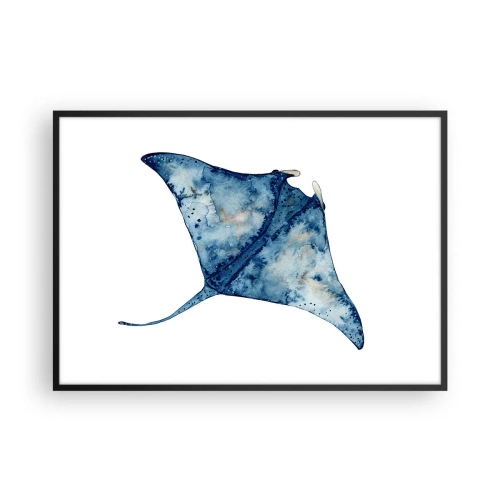 Affisch i svart ram - Liv i blått - 100x70 cm