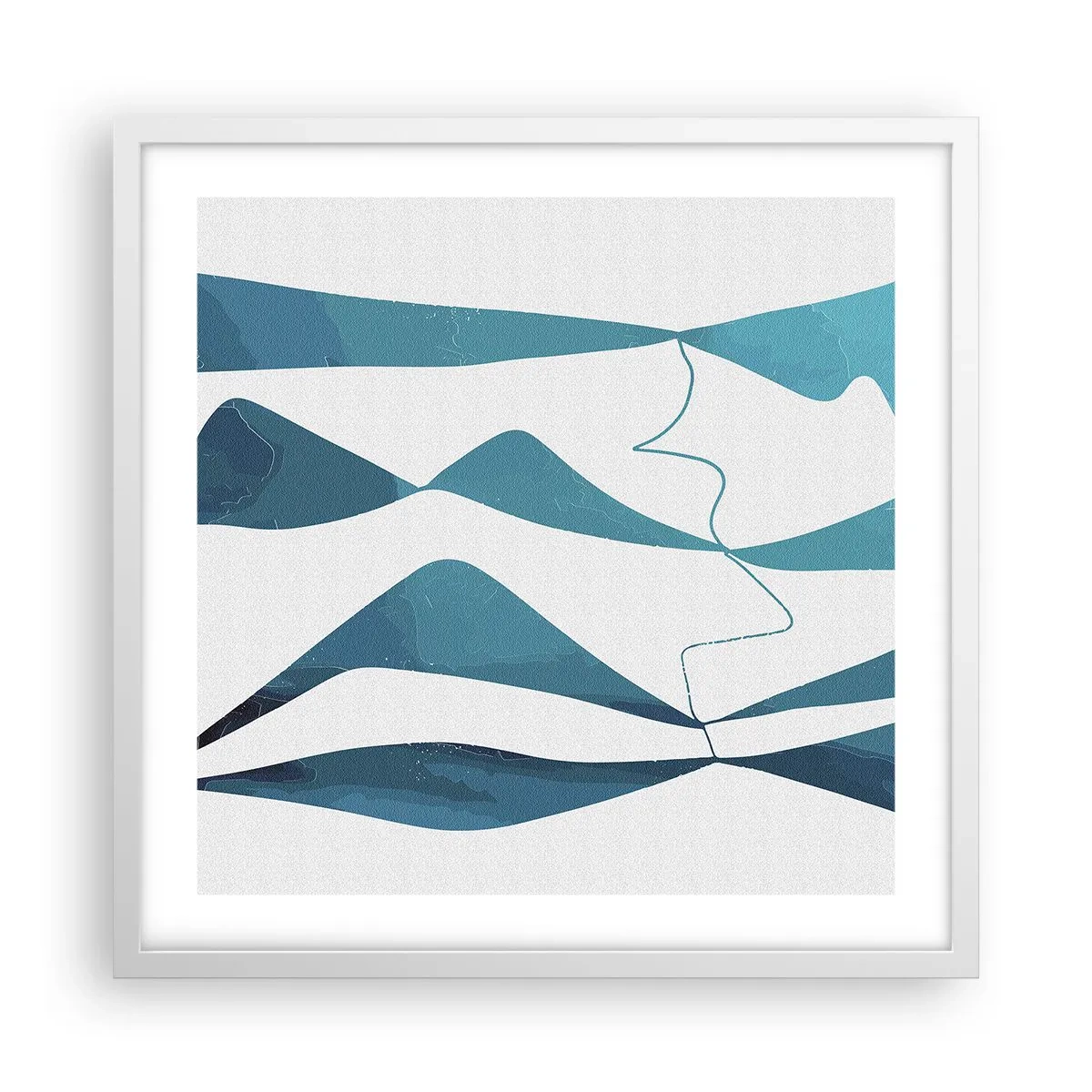 Affisch i vit ram - Abstraktion: en turkos förening - 50x50 cm