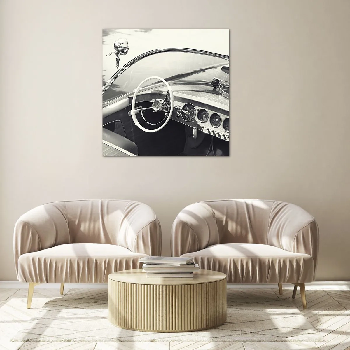 Glastavla - Bild på glas - Väder för de rika - 50x50 cm