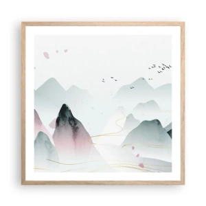 Affisch i ram av ljusek - Över topparna - 60x60 cm