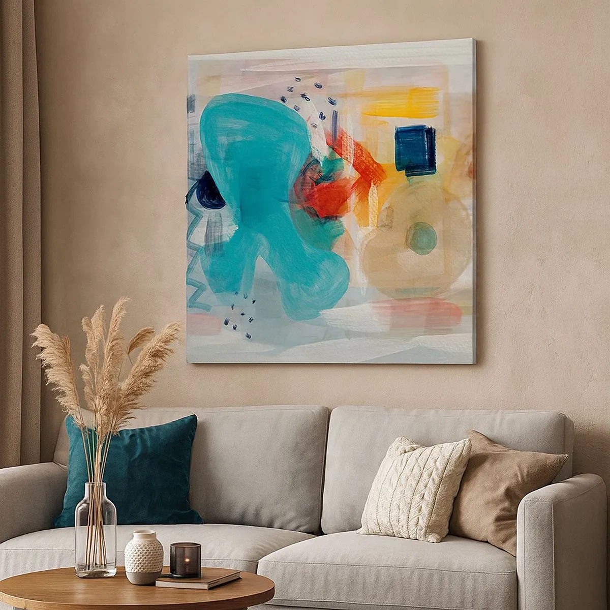 Canvastavla - Bild på duk - Ett färgglatt spel - 30x30 cm