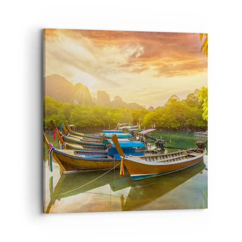 Canvastavla - Bild på duk - Före en arbetsam dag - 70x70 cm