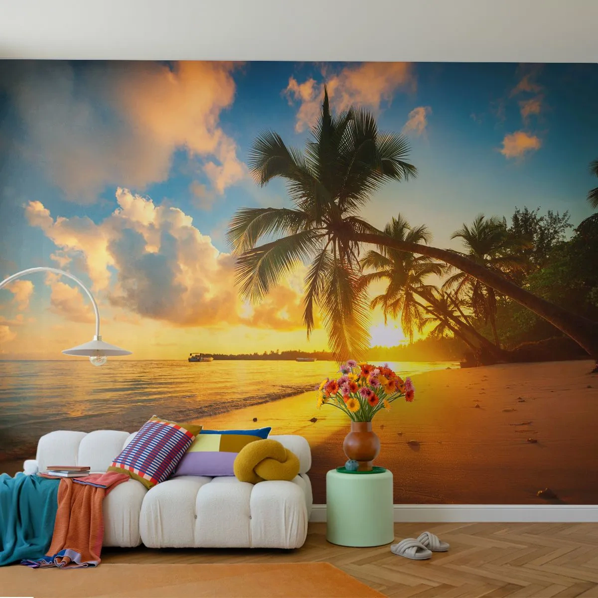 Självhäftande Fototapet Deluxe Sticker - Karibisk dröm - Landskap, Kokosnötspalm, Hav - 250x175 cm