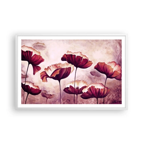 Affisch i vit ram - Röd och vit flinga - 91x61 cm