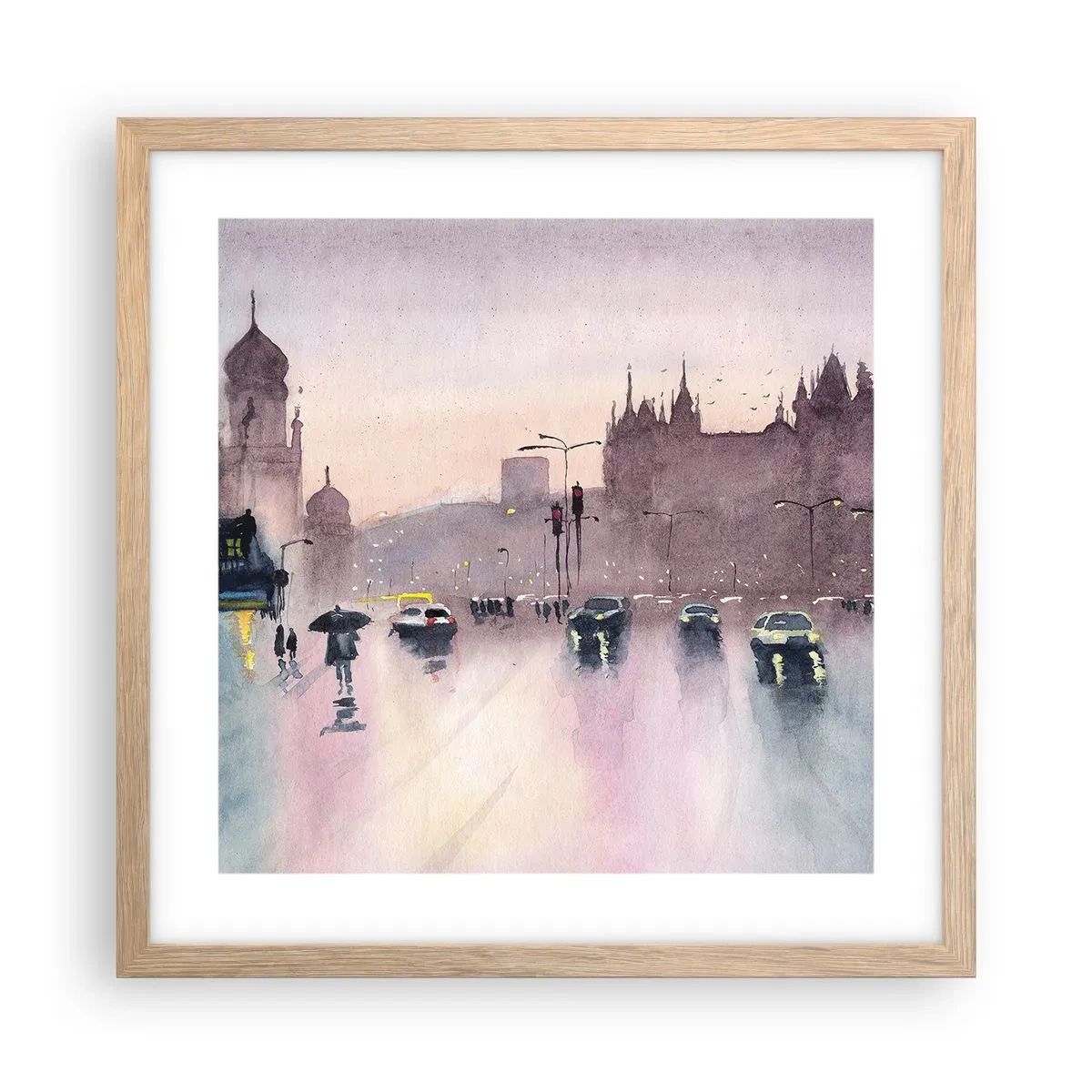 Affisch i ram av ljusek - I regnig dimma - 40x40 cm