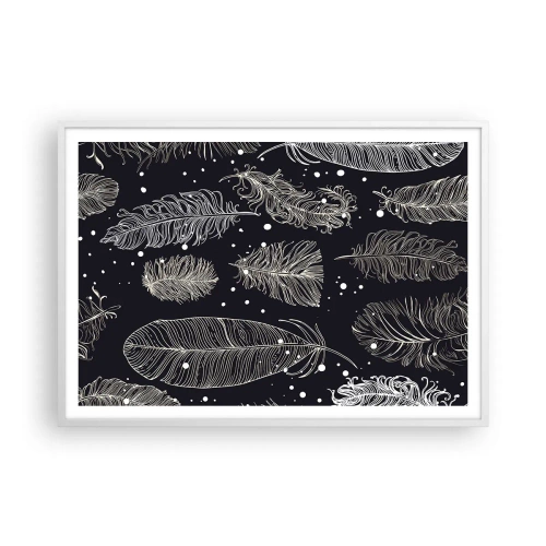 Affisch i vit ram - Fjäderspets - 100x70 cm
