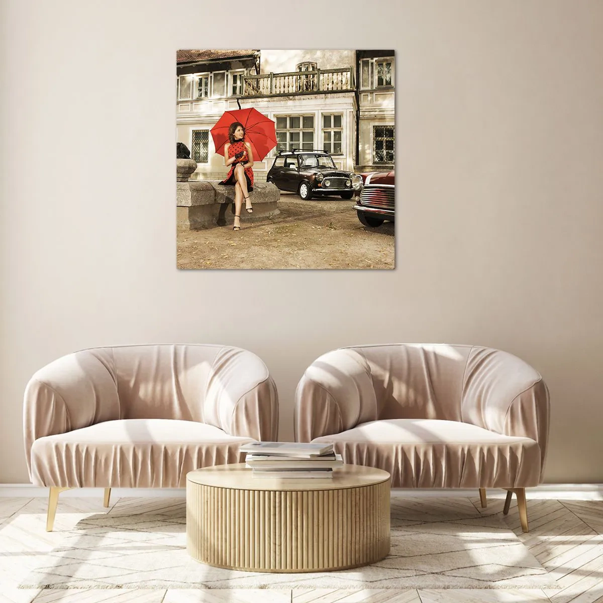 Glastavla - Bild på glas - Sentimental miniresa - 70x70 cm