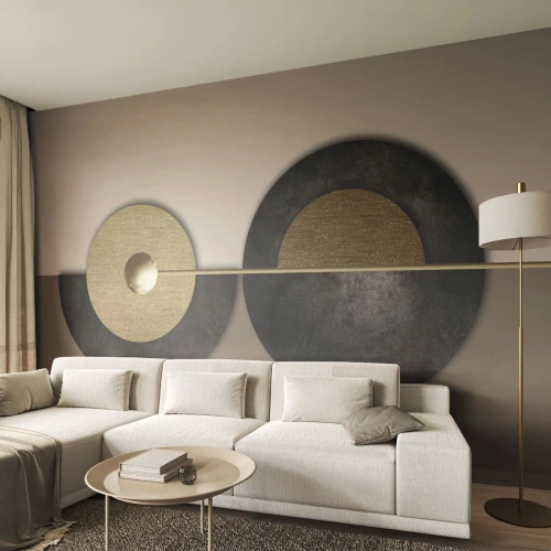 Fototapet Premium Canvas - Variationer runt en cirkel - Hjul, Abstraktion, Art déco - 300x210 cm