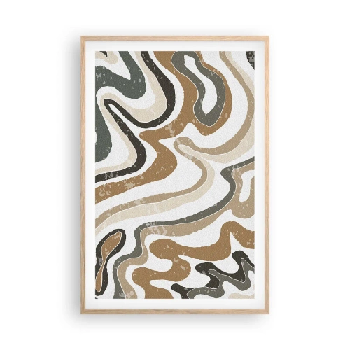 Affisch i ram av ljusek - Meandrar av jordnära färger - 61x91 cm