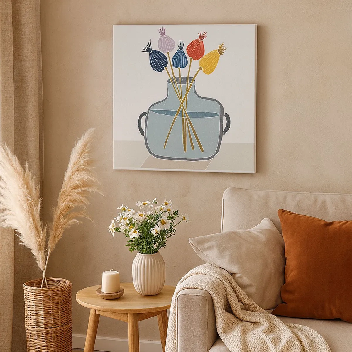 Canvastavla - Bild på duk - Vallmovas - 30x30 cm