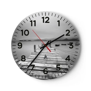 Väggklocka - Klocka på glas - Bortom bergen och hav - 40x40 cm