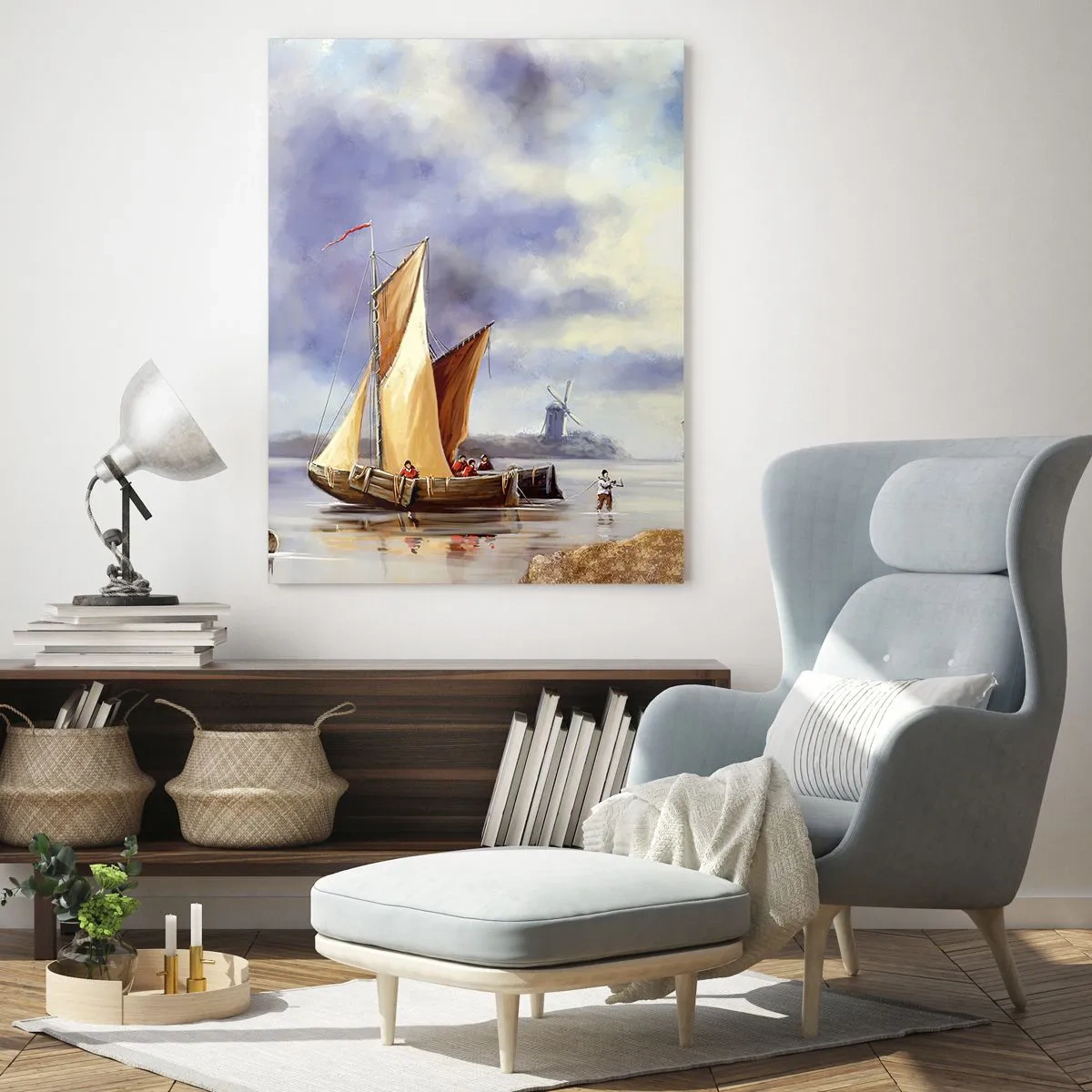 Glastavla - Bild på glas - Seglarnas hemkomst - 50x70 cm