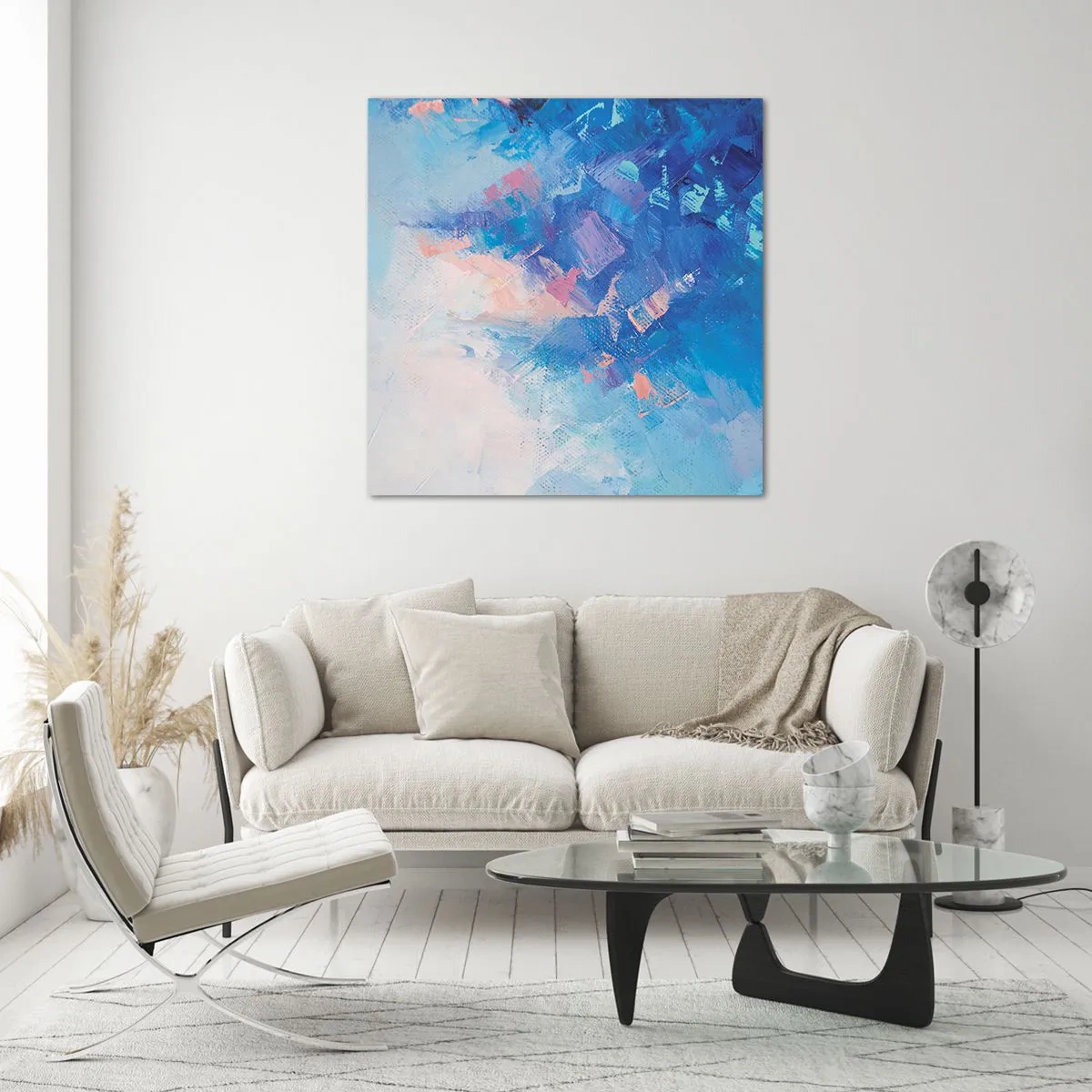 Glastavla - Bild på glas - Vinterabstraktion - 50x50 cm