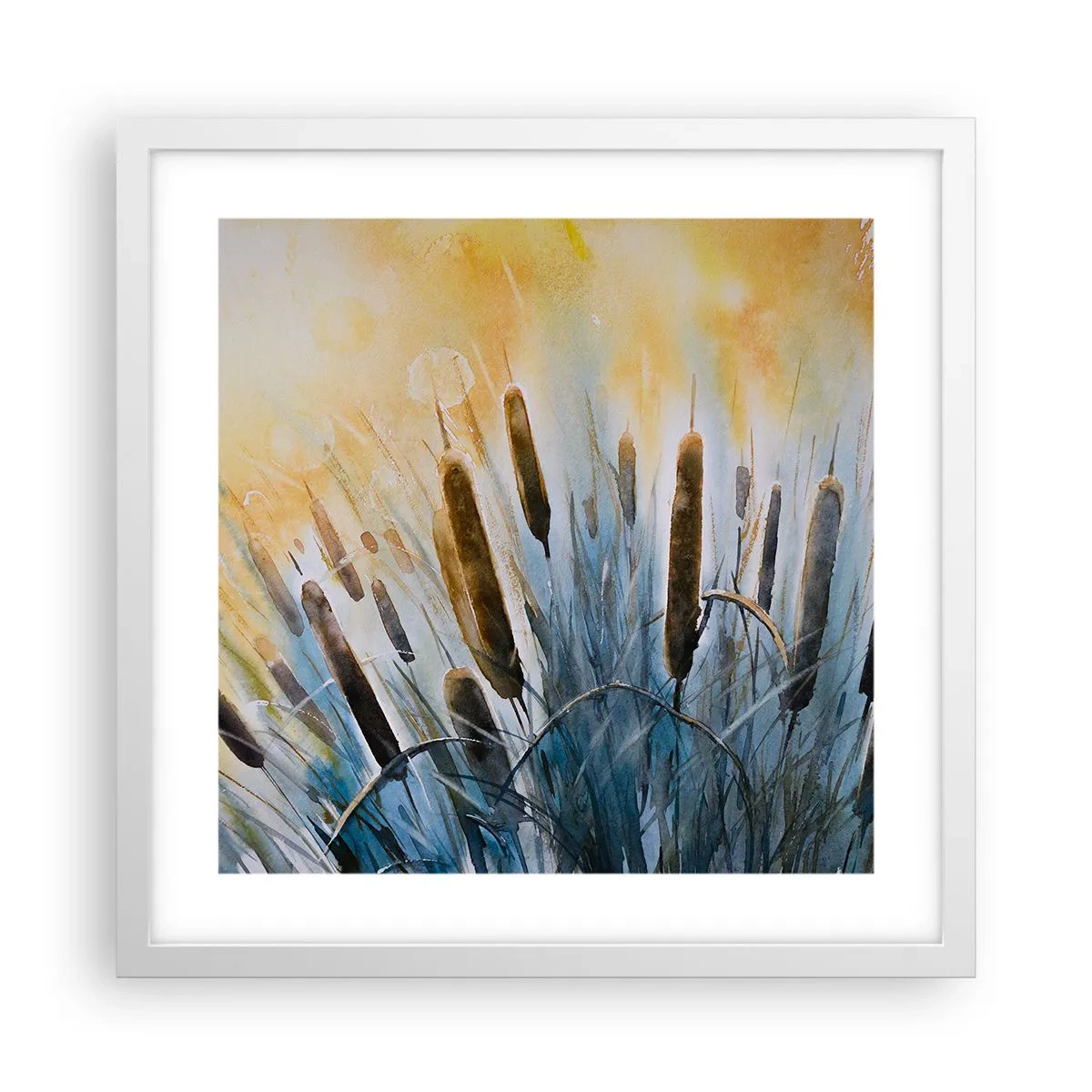 Affisch i vit ram - Vattnets kyla, solens hetta - 40x40 cm