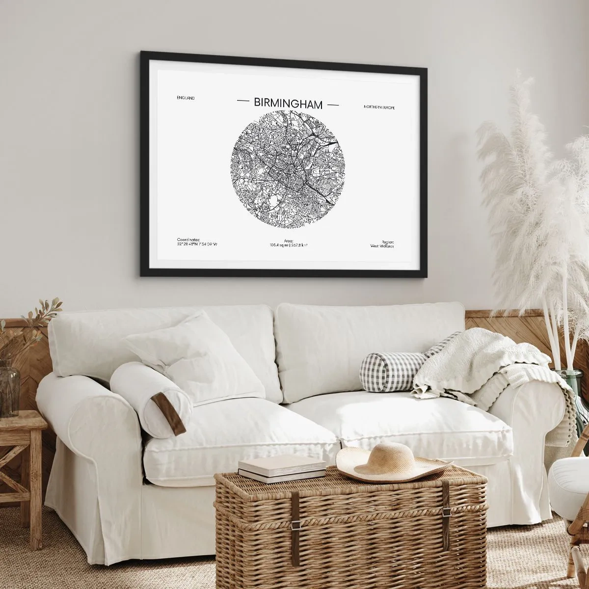 Affisch i svart ram - Birminghams anatomi - 100x70 cm