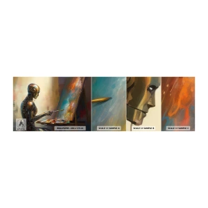 Provbit av självhäftande fototapet Deluxe Sticker - Framtidens konst - Målning, Robot, Borsta - 100x30 cm